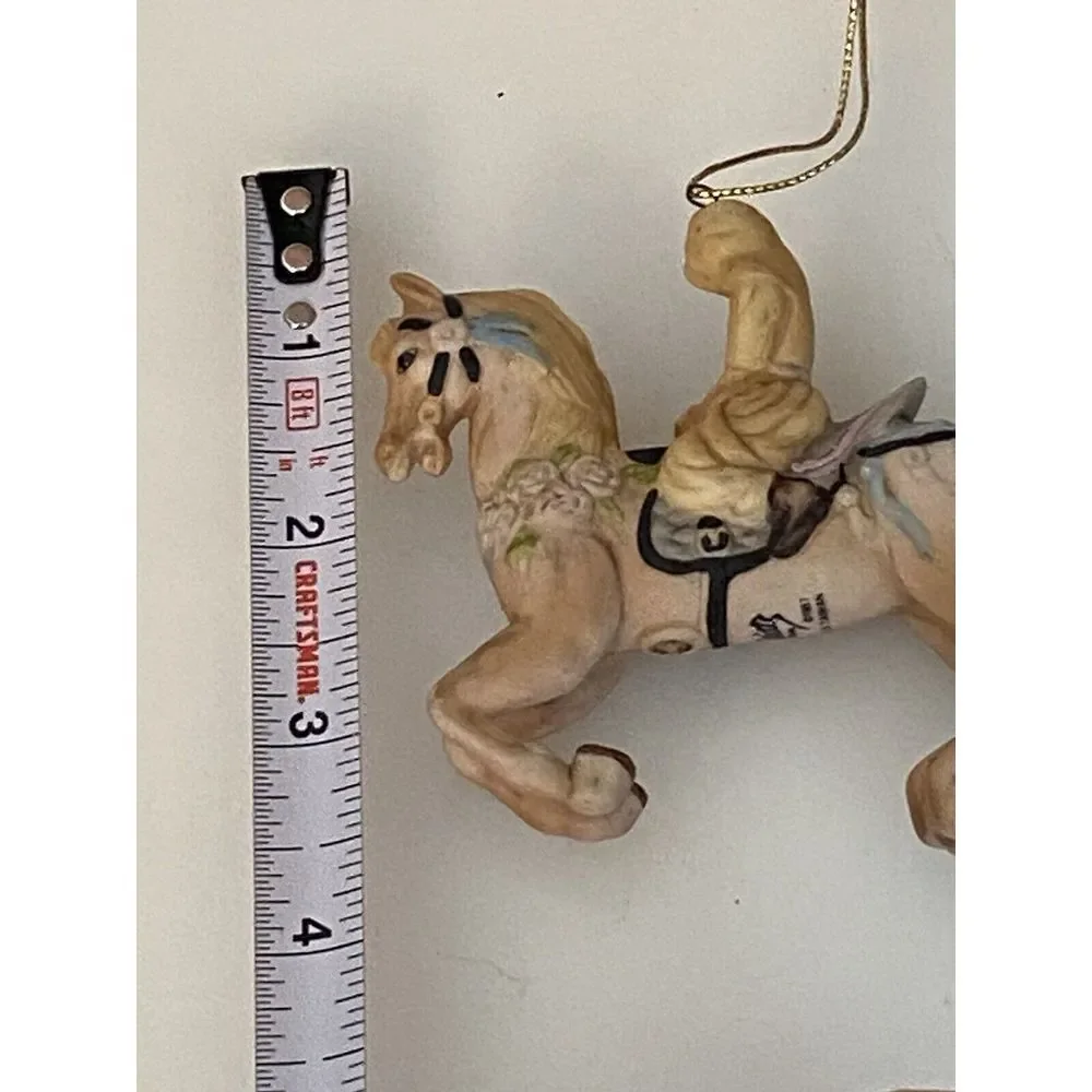 Vtg Willitts Design Hand Painted Ceramic‎ Carousel Horse Ornament Lady On Pony